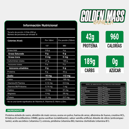GOLDEN MASS ELITE SUPPLEMENTS 3 LB